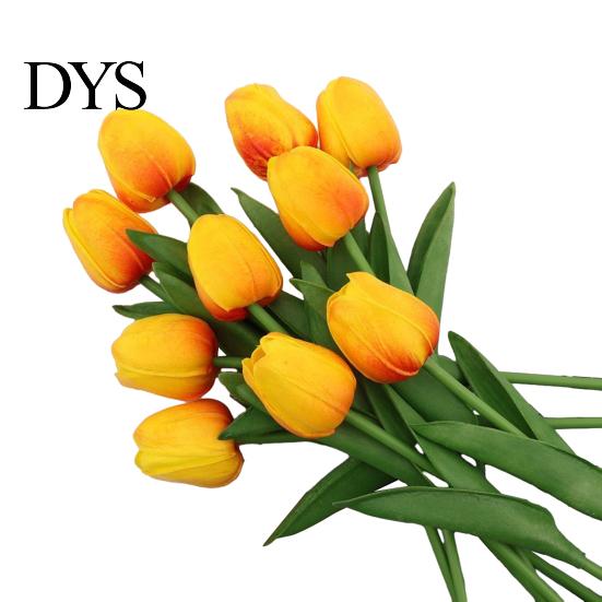 Realistic Tulip Flower 6 Pcs Artificial Flowers Real Touch Faux PU Bouquet Tulips Fake Arrangement for Home Room Office Party Wedding Decoration
