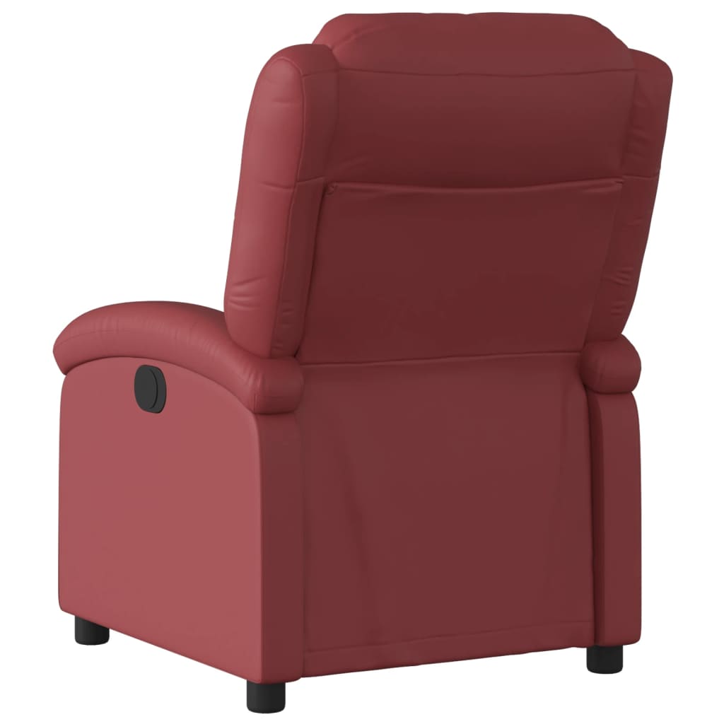 Electric Recliner Chair Burgundy Synthetic Leather