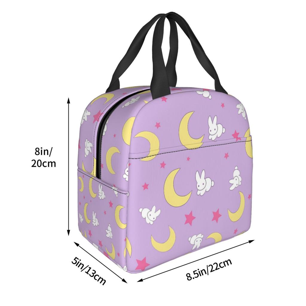 Rabbit of The Moon Pink Pattern Lunch Bag Insulated Bento Box Lunch Tote Leakproof Picnic Bags Thermal Bag for Woman Girl School