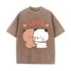 Bubu Dudu Kawaii Clothing Women Couple T-shirt Retro Washed Vintage Panda Bear Cute Cartoon Women T-shirt