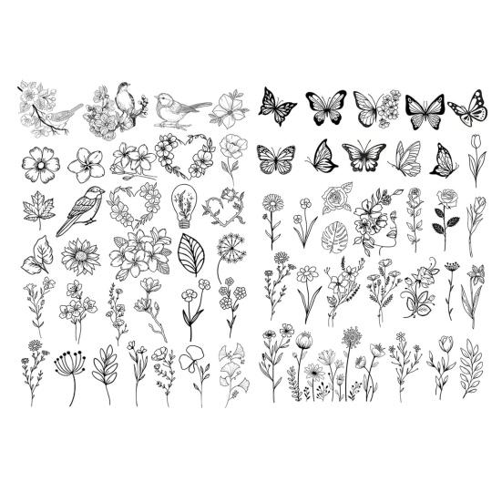 Yousheng 2 листа водорастворимого стабилизатора для вышивки DIY Stick Stitch бумага для вышивки с предварительно напечатанными цветами, листьями, животными, узорами, подарок для влюбленных