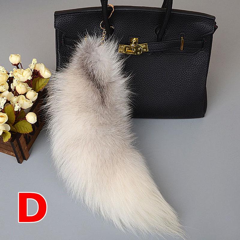 Charm Long Pendant Fluffy Fox Tail Fur Keychain Handbag Accessories Keyring Fashion Lovely 40cm