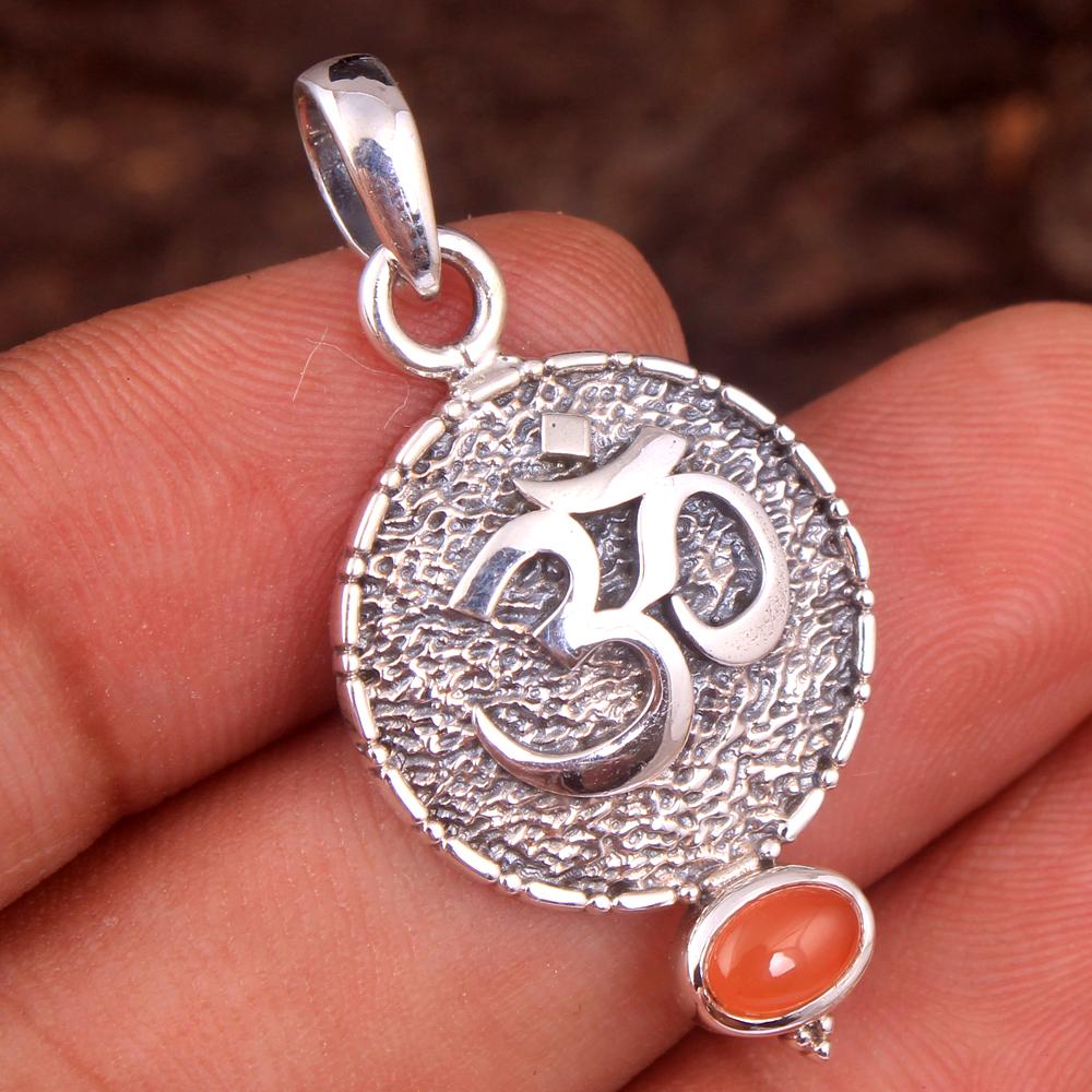 Подвеска Рейки, Подвеска из серебра с голубым топазом, гранатом, лабрадоритом, сердоликом, Подвеска ОМ, Ювелирные изделия ручной работы из стерлингового серебра 925 пробы, Серебряная подвеска