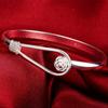 925 Silver Jewelry Beautiful Plant Flower Cuff Bangle Bracelet For Women Romantic Gift