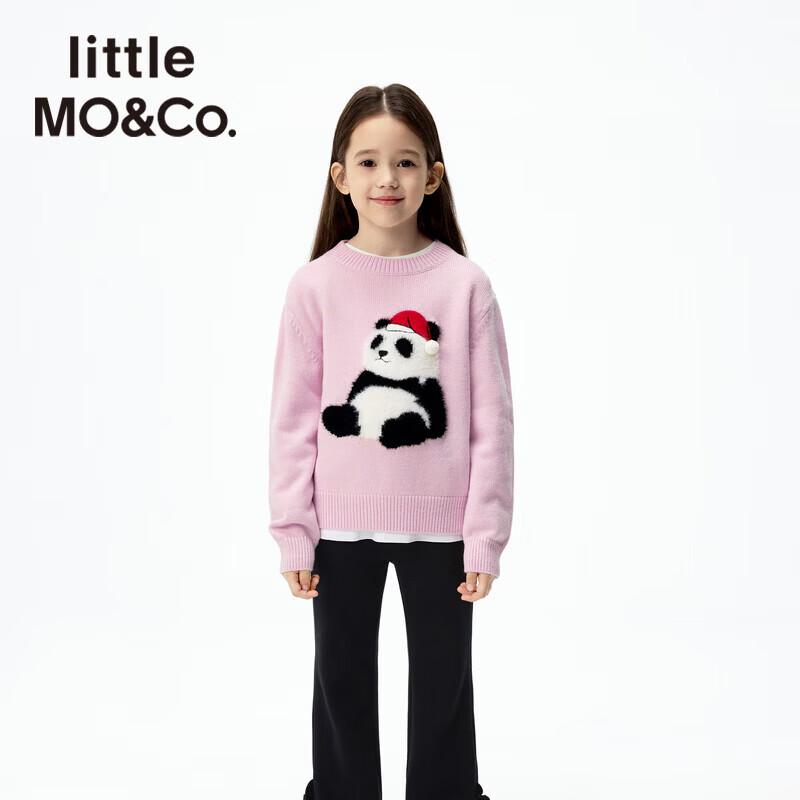 Little MO&Co. Детский свитер с вышивкой панды из смесовой шерсти