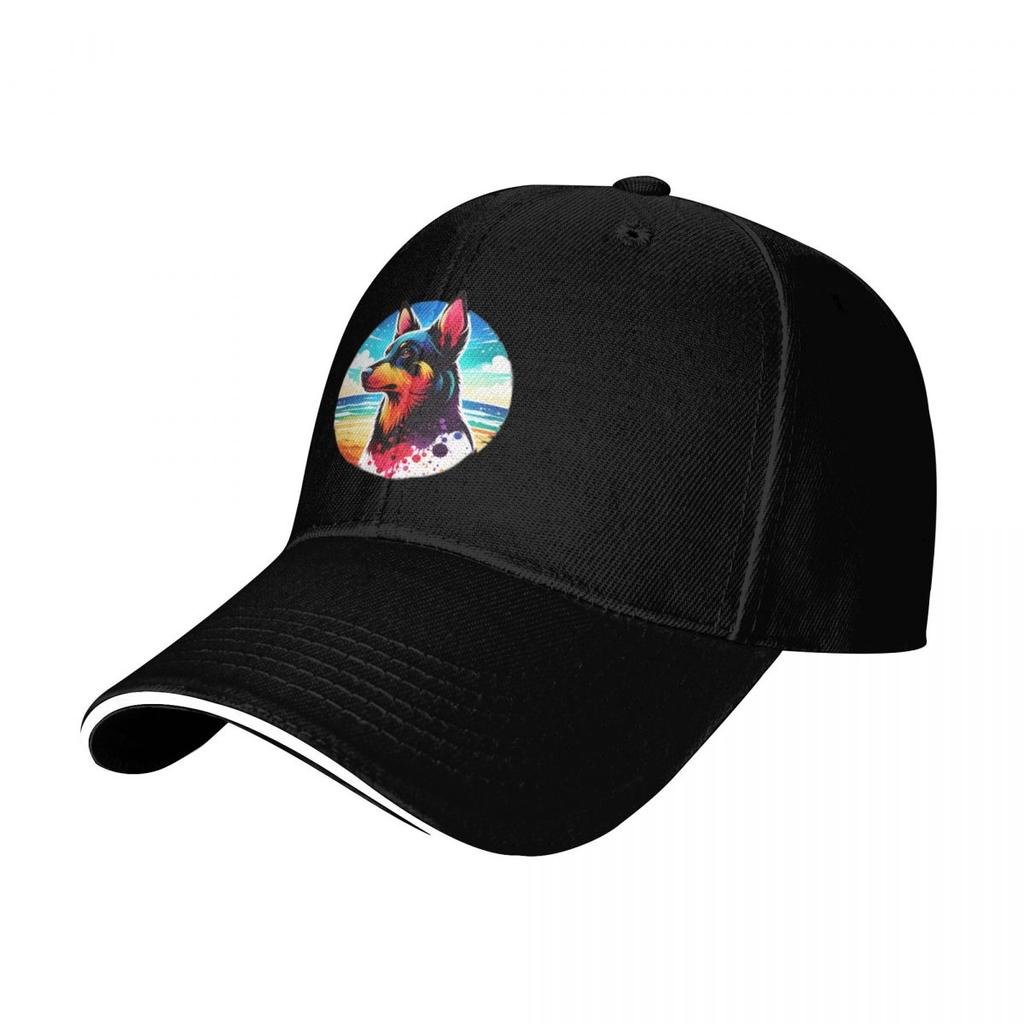 Australian Kelpie Beach Background Baseball Cap Golf Hat Man Luxury Womens Outlet 2025 Mens