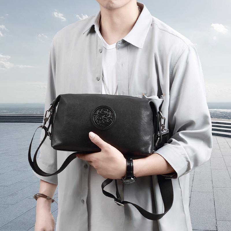 Модная мужская вертикальная сумка-мессенджер из натуральной кожи — вместительная, многофункциональная сумка через плечо с первым слоем из коровьей кожи.