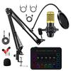 Karaoke Set for Home Use, DJ Mixer Set with F9 Live Sound Card, MaleFemale Voice Changer, BM800, Microphone Stand, Tablet Arm, Microphone Pop Filter,