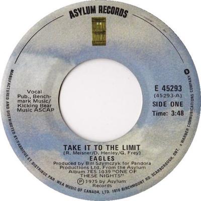 7-дюймовая пластинка EAGLES - Take It To The Limit E45293 Asylum Records 1975 Канада Рок Б/У