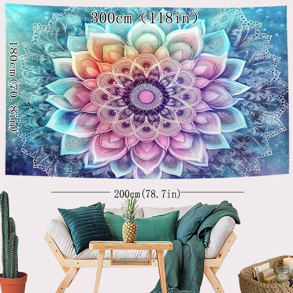 Large Mandala Flower Tapestry Wall Hanging Bohemian Boho Decor Mural Art Abstract Floral Living Room Bedroom Home Accent Textile