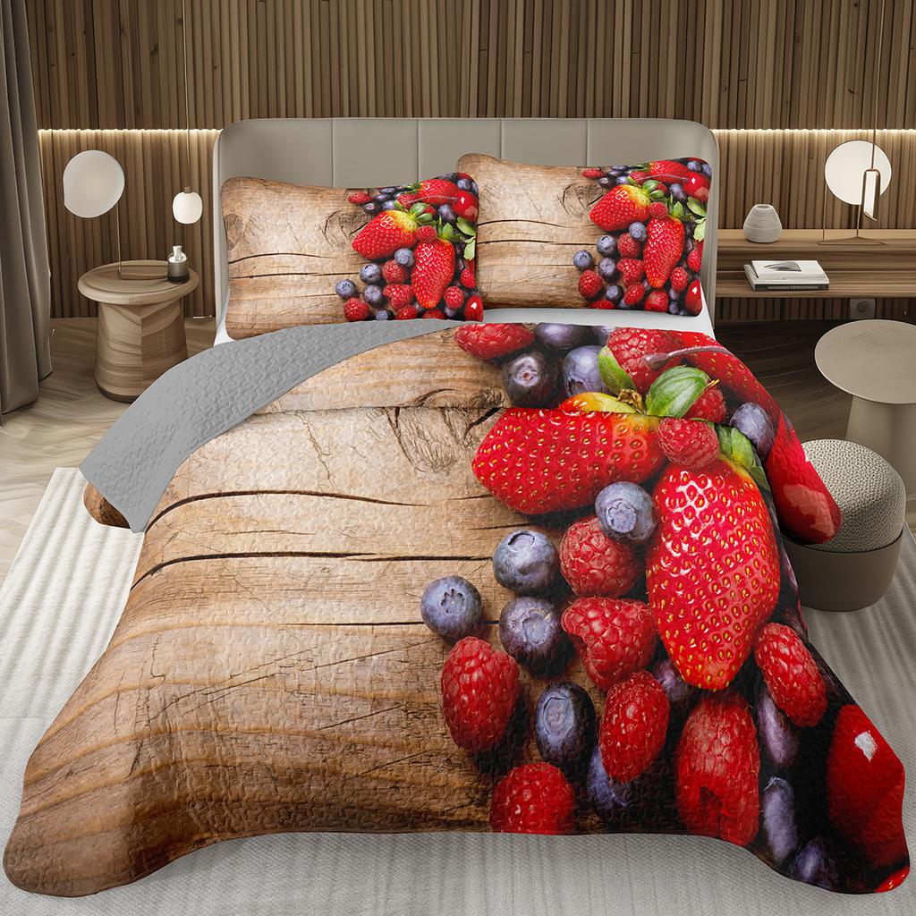 Покрывало с черникой размера кинг, твин, Гавайское летнее тропическое фруктовое покрывало для декора комнаты мальчика/девочки, Двустороннее стеганое постельное белье
