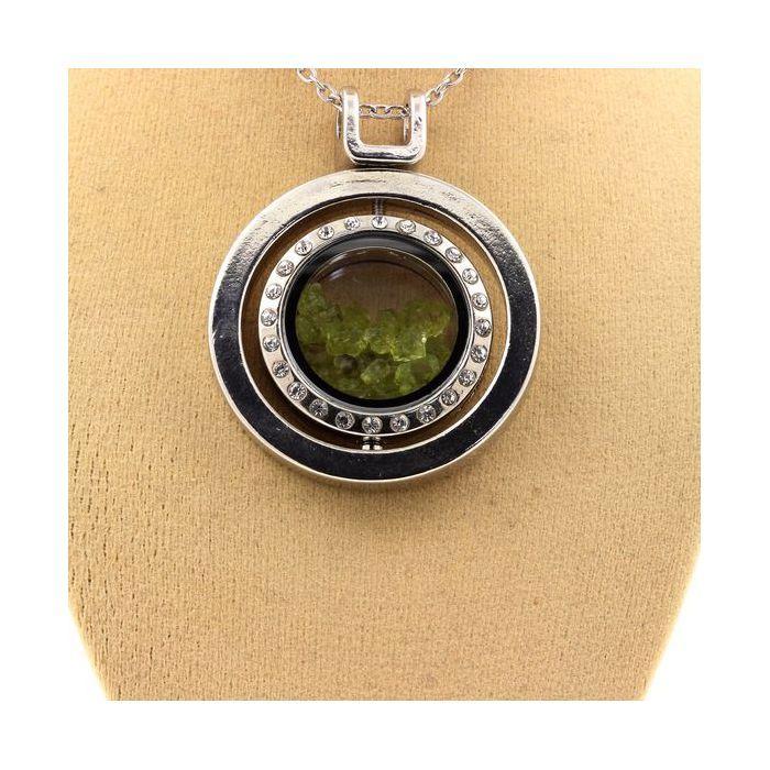 Stones and Minerals. Raw Peridot Necklace. Spherical Hourglass Model.