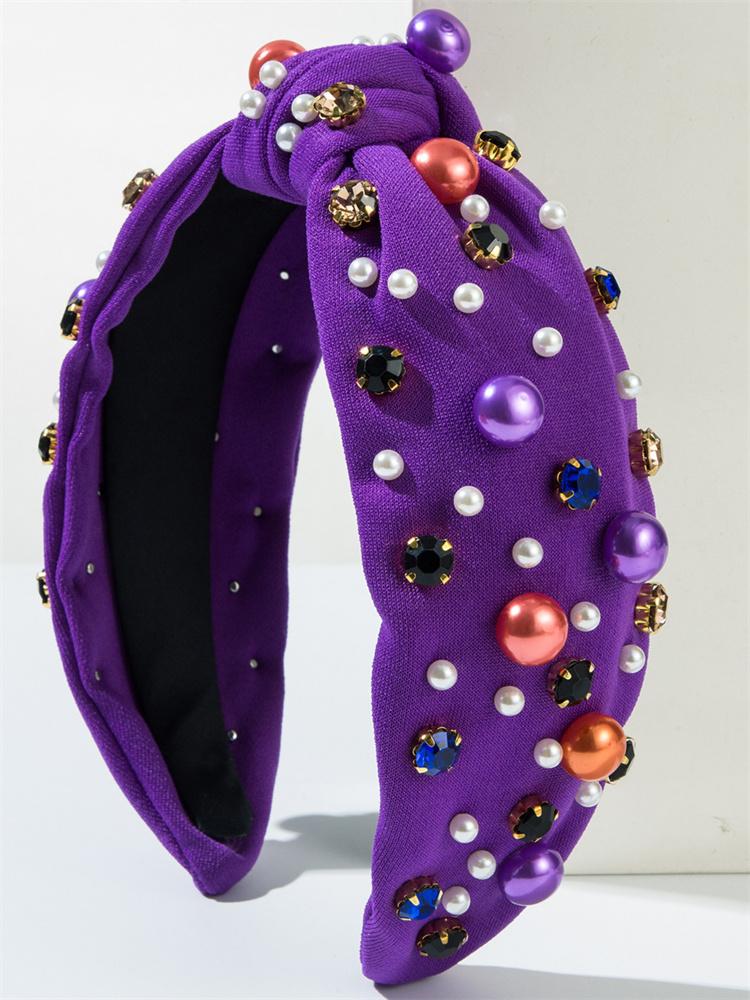 Amazon Хэллоуин Повязка на голову Женская Тканевая Узловая Высокая Повязка на голову Жемчужная Повязка со стразами