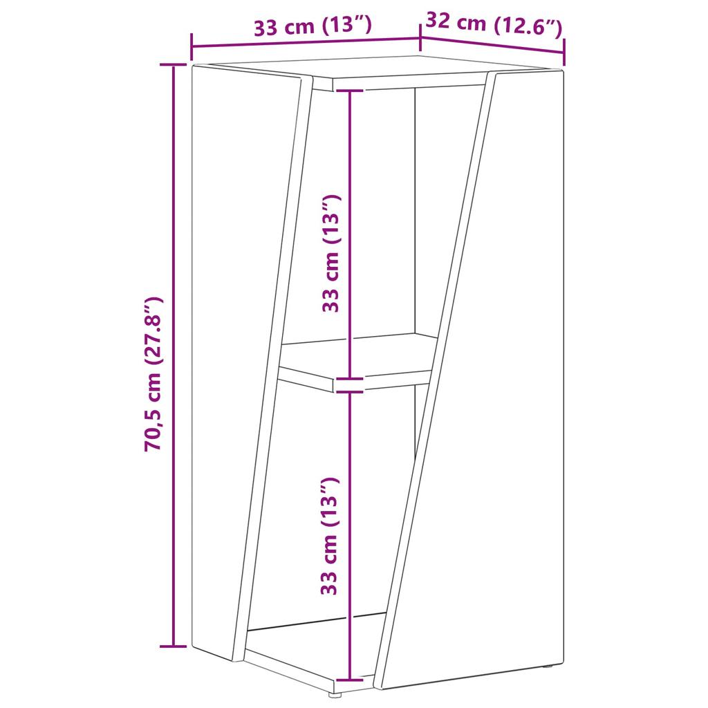Side Shelf High Gloss White 33 x 32 x 70.5 cm Particleboard