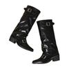 Korean Version of Retro Thick Heel But Knee Boots Women's 2025 Autumn and Winter New Outer Wear Versatile Metal Buckle Round Head Boots