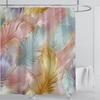 3D Feather Shower Curtain Set Colorful Printed Design Fabric Bathroom Decoration Waterproof Washable Shower Curtain with Hooks
