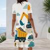 Women Plus Size Round Neck Short Sleeve Cartoon Printed White A Line Flared Dress