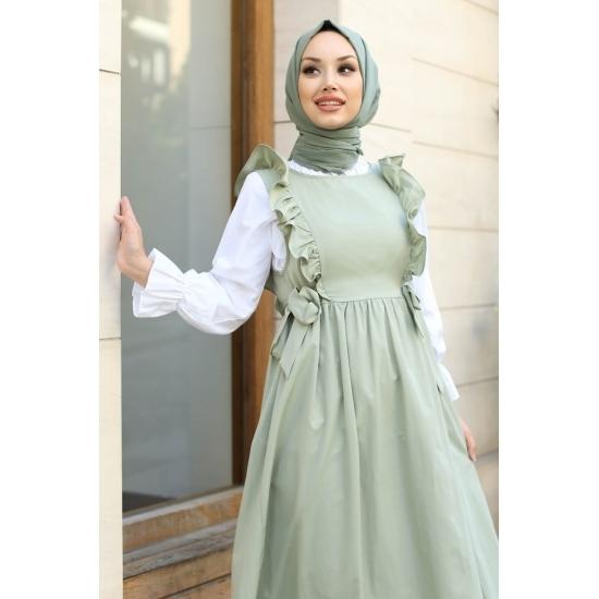 Frilly Laced Hijab Dress Casual Confort Gilet