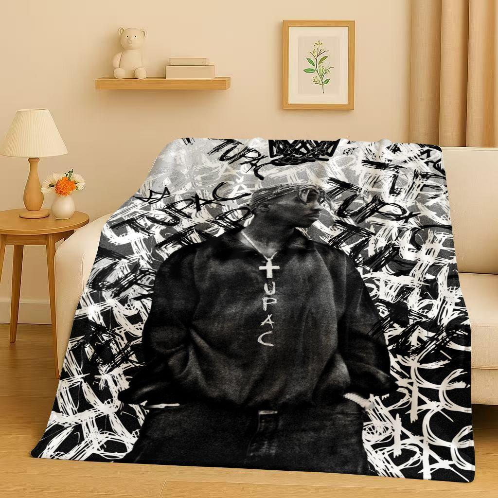 3D Rap Tupac 2pac Hip-Hop Music Rapper Catnap Flannel Blanket,Soft Plush Throw for Home Bedroom Bed Sofa Cover Kid Gift Picnic