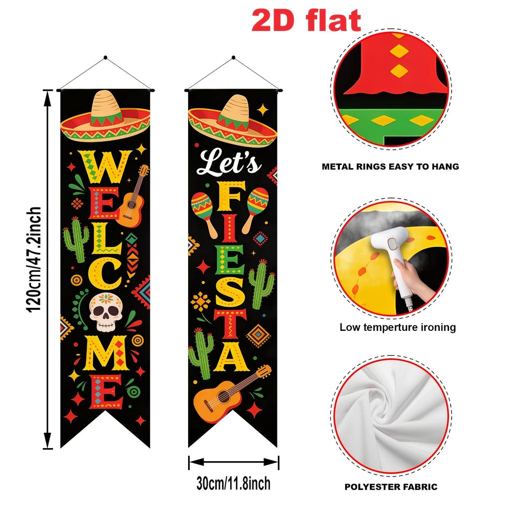 Carnival Circus Door Banner Carnival Cactus Skull 1 Pair Polyester 30x120cm Indoor Outdoor Decor