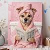 Набор для создания картины из жемчуга ручной работы в рамке с милым дизайном собаки, принимающей ванну и читающей, 5D блестящее бисерное искусство на холсте, креативное рукоделие для декора комнаты дома