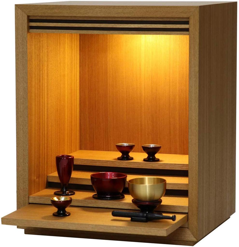 Mini Buddhist Altar Size Body Natural Oak with Ash Height Size 14N "Waltz" (No Doors), 14, Only, Veneer, 42.5cm,