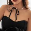 1 шт. Свадебная Вечеринка Белый Имитация Жемчуга Ожерелье-чокер Модный Бант Длинное Ленточное Ожерелье Персональные Простые Украшения