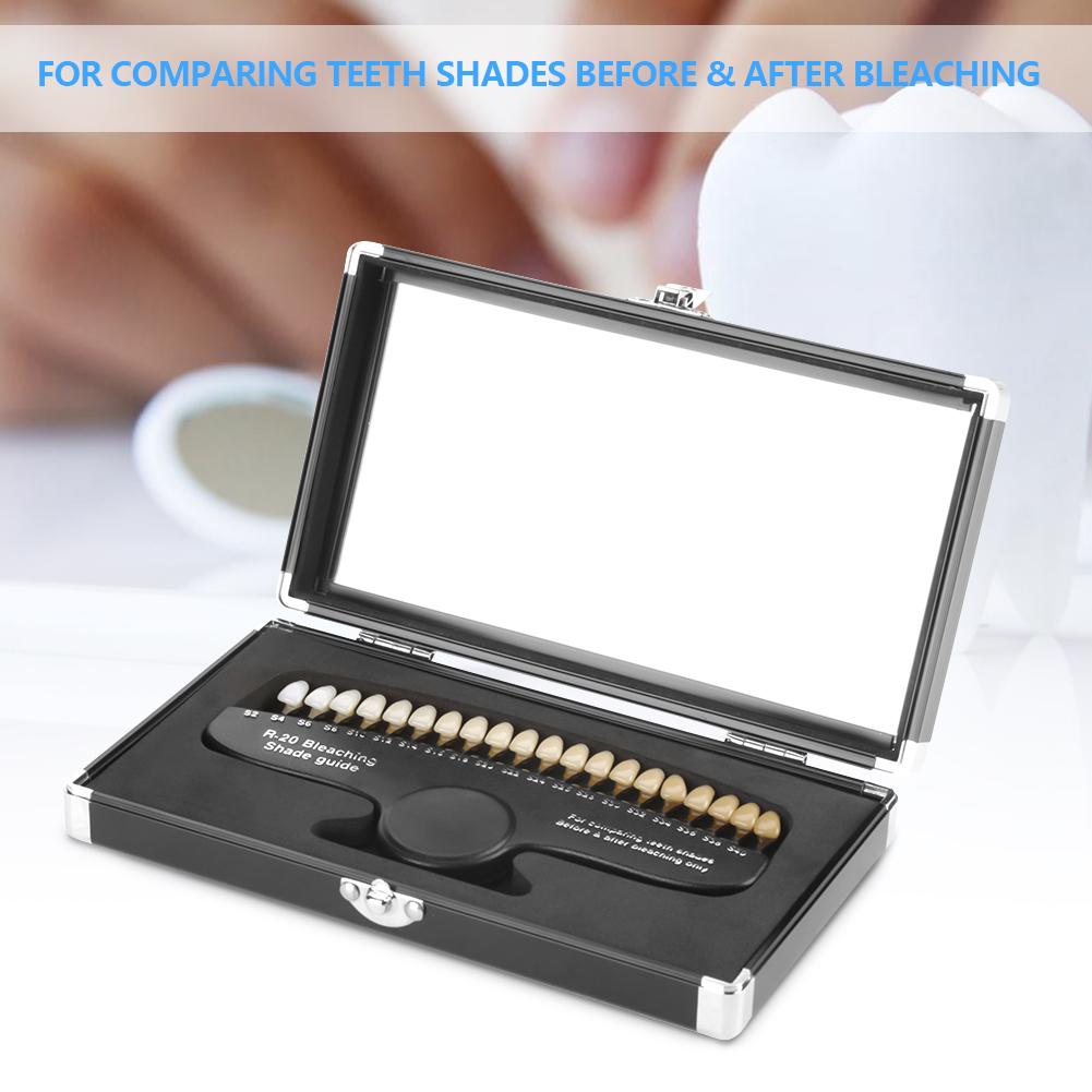 20 Colors Teeth Whitening Dental Shade Guide Bleaching Porcelain with Mirror