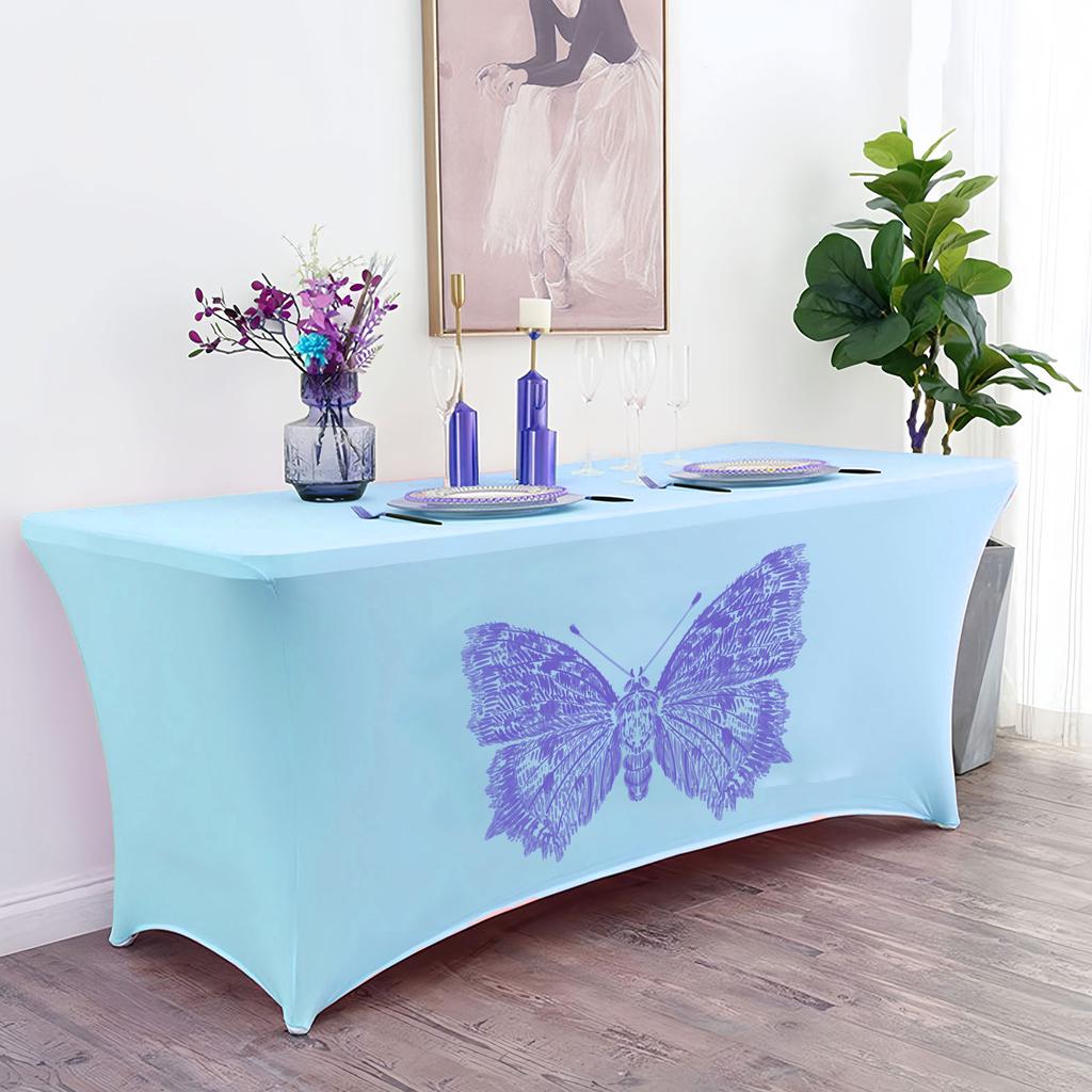 6ft Waterproof Stretch Polyester Tablecloth Fitted Spandex Table Cover for Trade Shows and Banquets