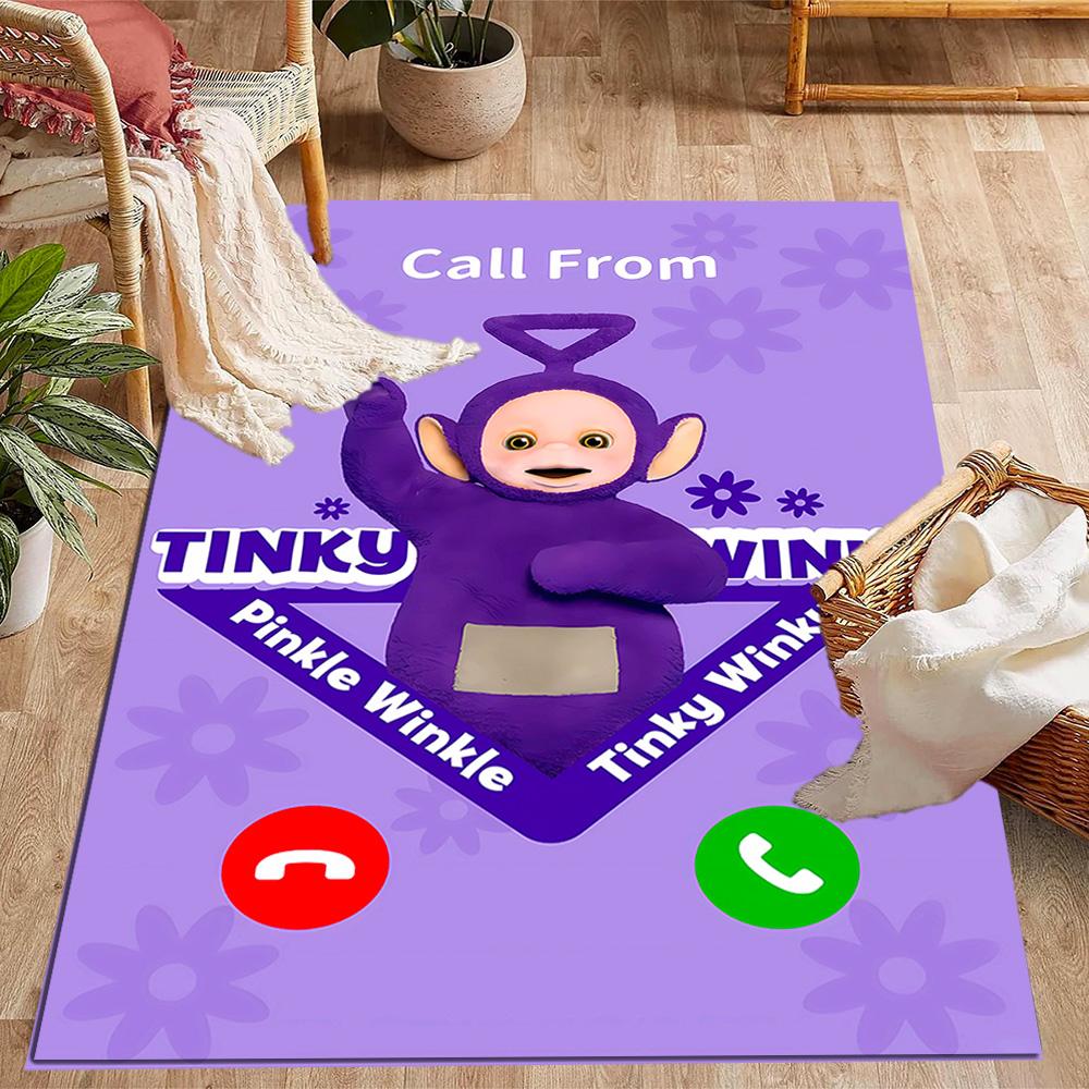 Teletubbies Scooter Adventure Themed Anti-Slip Rugs - Polyester Home Decor, Suitable for Bedrooms, Living Rooms, Doorways, Studios, and Decorations