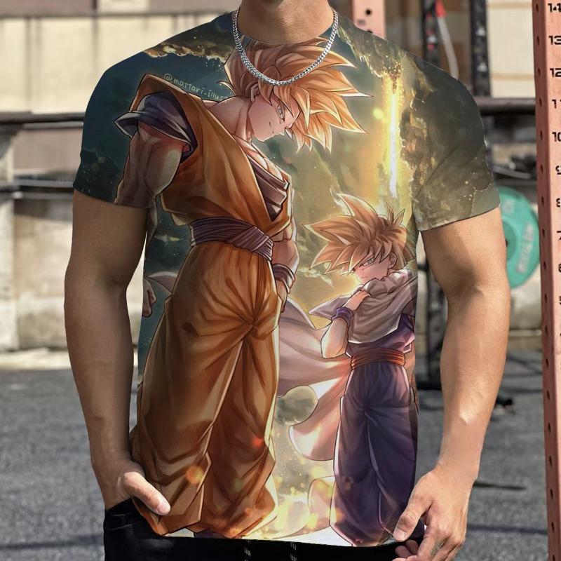 2026 Летняя Ретро Футболка Dragon Ball для Фитнеса Мужская Оверсайз 3D Печать Короткий Рукав Семейная Унисекс Детская Спортивная Футболка