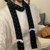 Harajuku Knitted Scarf Polka Dot Long Narrow Scarves Simple Bow Wool Shawl  Outdoor