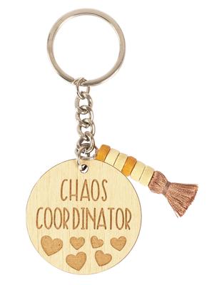 Забавный брелок для ключей Chaos Coordinator Брелок с гравировкой из дерева - Забавная мама, учитель, юмор, новинка