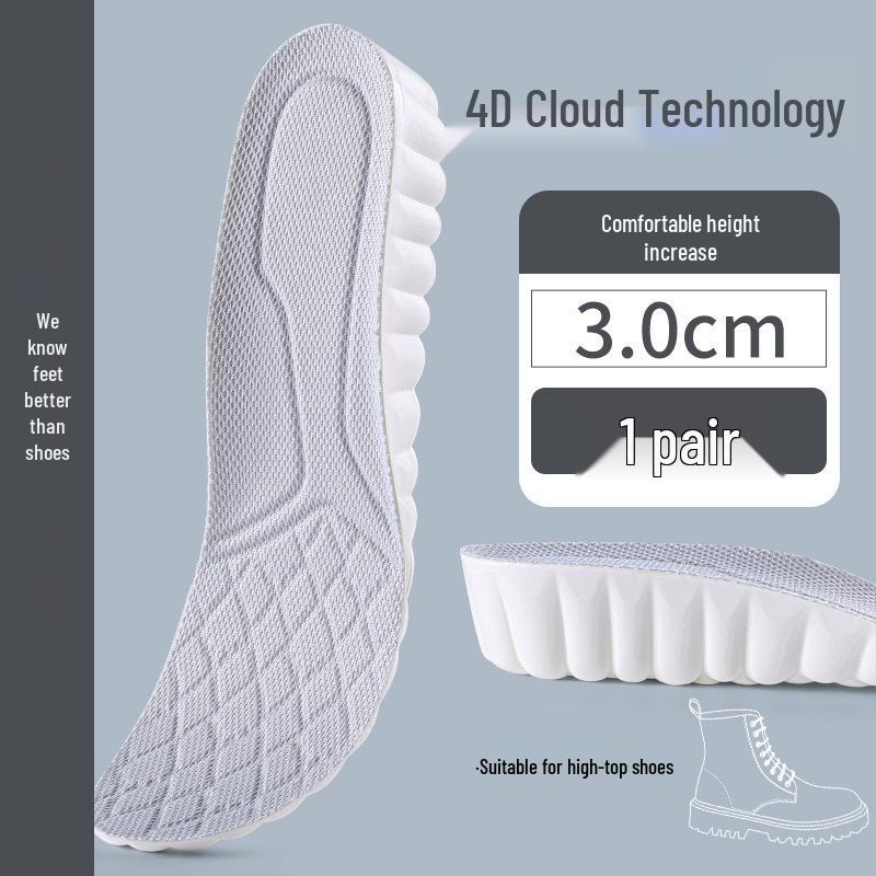 Unisex Odor-Resistant Shock-Absorbing Height-Increasing Insoles - Breathable & Invisible for Shoes and Boots