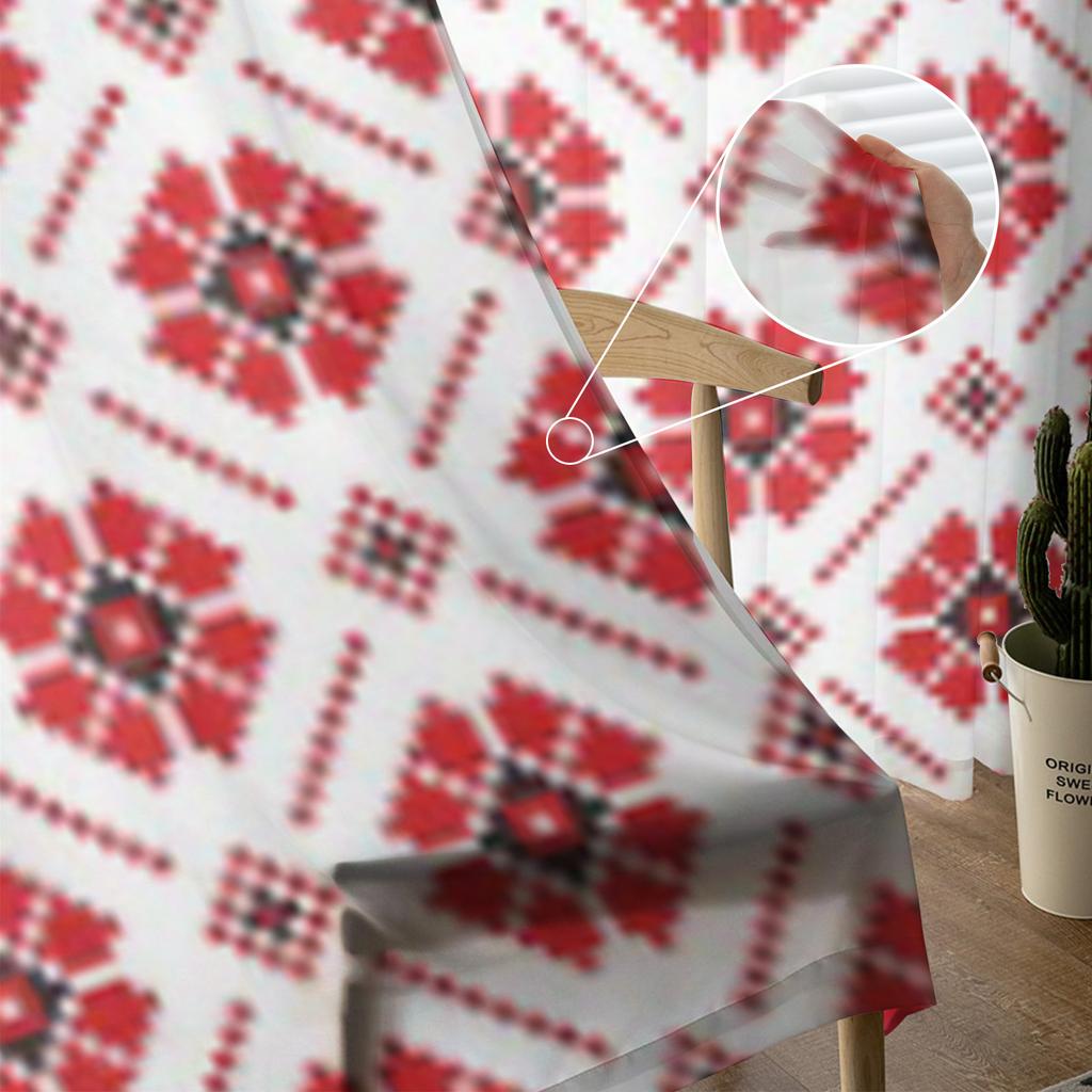 Прозрачные шторы с украинским орнаментом для гостиной, прозрачный тюль, занавески для окон, спальни, кухни, домашний декор, вуаль, шторы