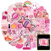 50 Vsco Pink Mix And Match Stickers, Cartoon Cute Girl Little Fresh Girl Graffiti Stickers