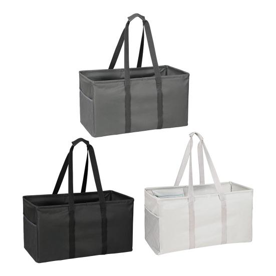 Многоразовая сумка для продуктов, складная хозяйственная сумка для покупок, вместительная, застежка-молния, водонепроницаемая, многофункциональная сумка-тоут с сетчатыми карманами