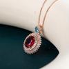 BELLA BOX Великолепный овальный красный кулон с цирконием, женское ожерелье для свадебной церемонии, вечеринки, полный ослепительный кубический циркон, женские украшения на шею