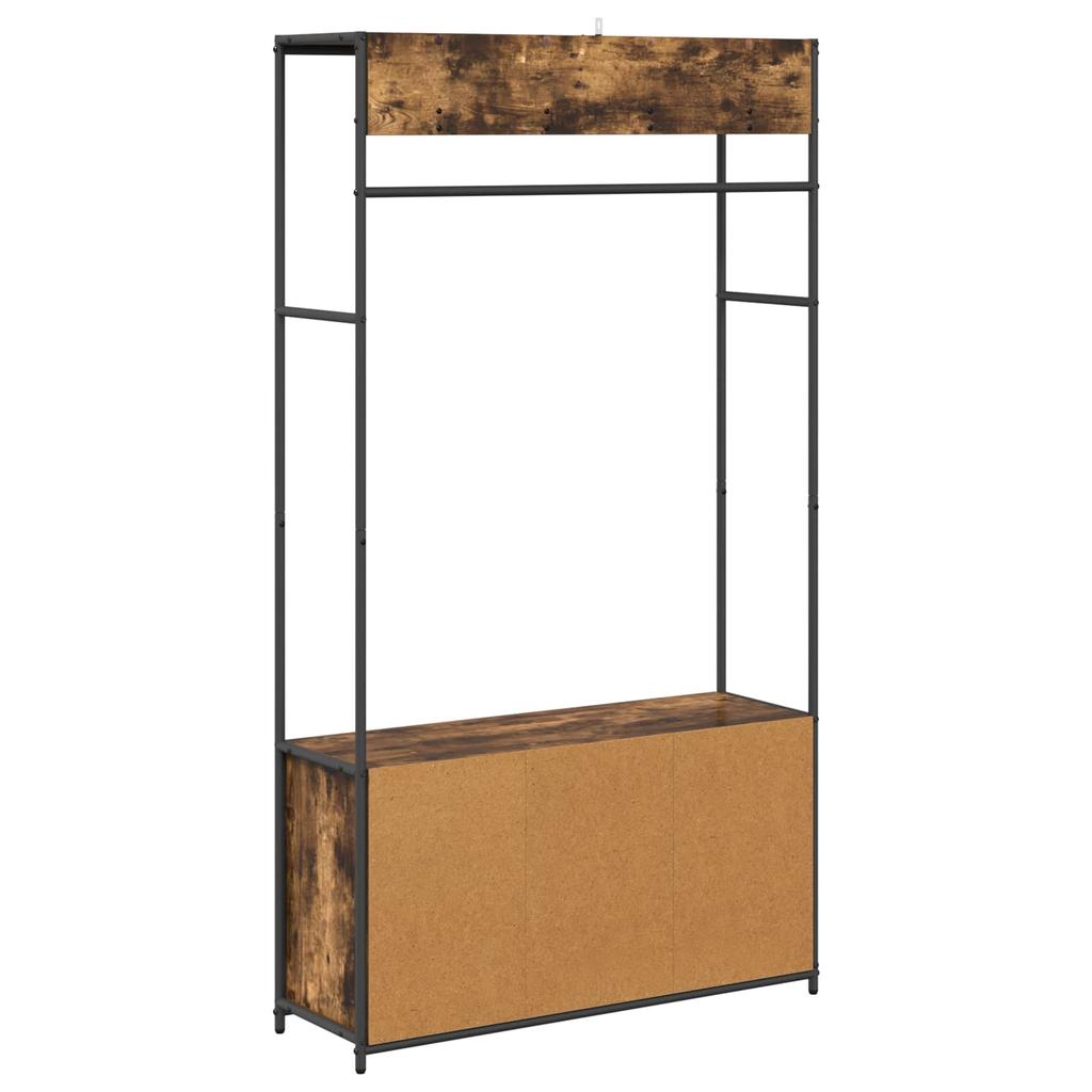 Coat Rack with Shoe Bench Smoked Oak 100 x 32 x 180.5 cm