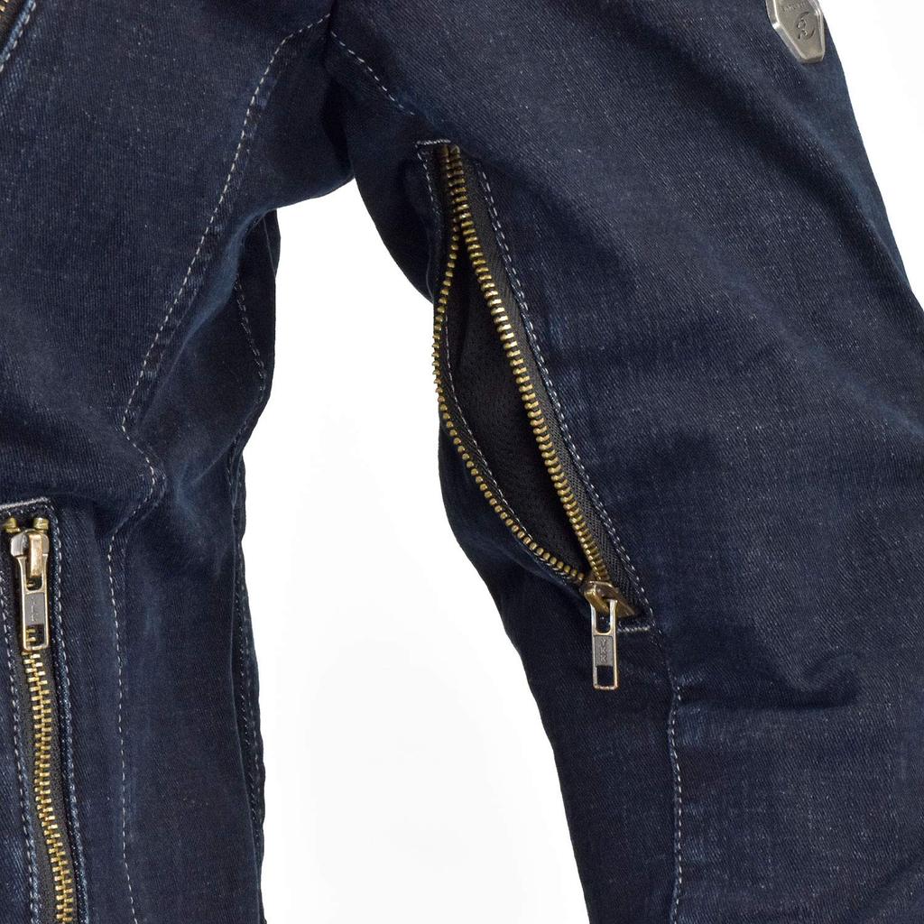 Мотоциклетная куртка Защитная джинсовая куртка Deep Indigo L для осени и стандарта CE Уровень 2 Защитные джинсы стандарта CE Материал стрейч