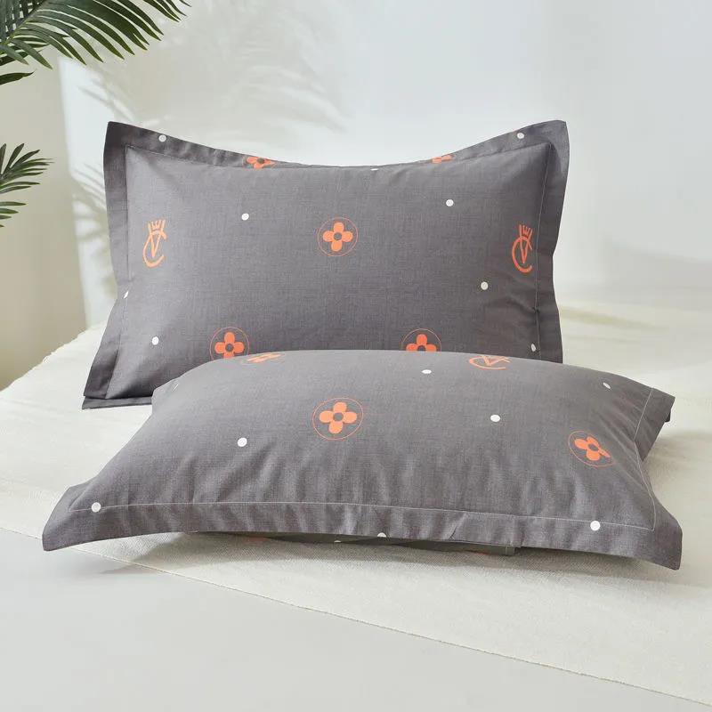 Pure Cotton Pillow Cover A Pair of Thick Cotton Printed Large Pillow Cover Adult Pillow Set