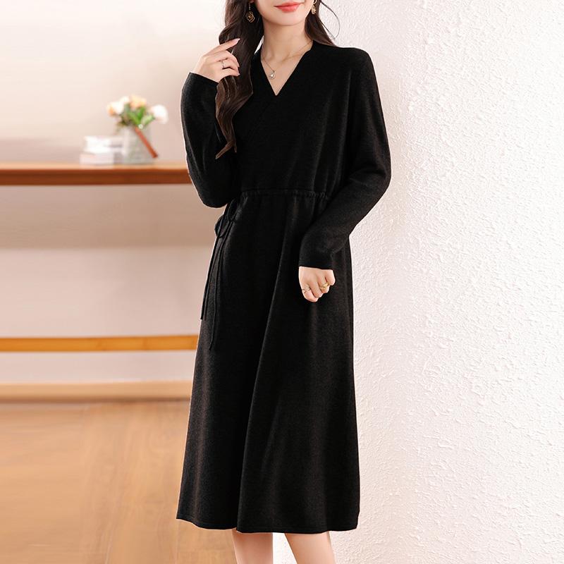 Women's Cashmere Dress Qinghe Cashmere 30% Cashmere 70% Wool Autumn and Winter Cashmere Skirt Soft and Warm