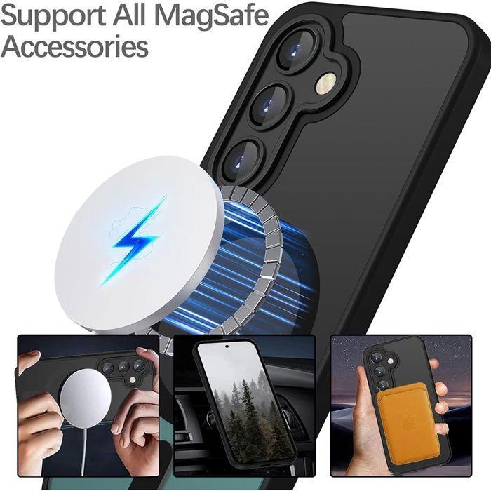 Coque pour Samsung Galaxy A57 5G, avec Anneau Magnétique Vitre Caméra - Translucide Noir
