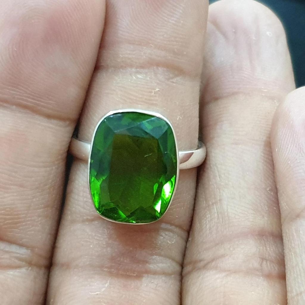 Кольцо из натурального зеленого перидота из стерлингового серебра 925 пробы, ручной работы, украшение с камнем-августовским талисманом