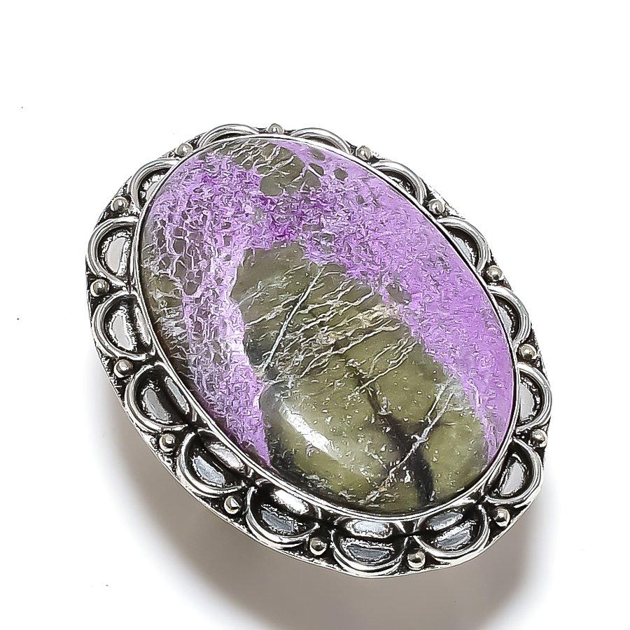 Натуральный драгоценный камень пурпурит, ювелирное кольцо из стерлингового серебра 925 пробы, размер 9 u5P36