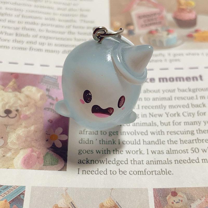 Halloween Jelly Ghost Keychain 3D Cartoon Glow-In-The-Dark Elf Pendant Holiday Gift