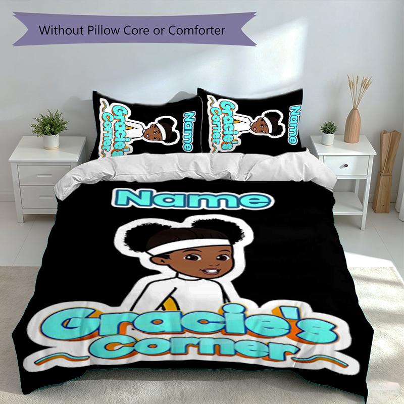 3pcs Custom Name Gracies Corner Set,Includes 1 Duvet Cover and 2 Pillowcases,All-season Bedroom Decor