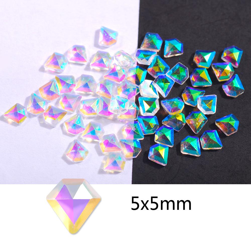 100Pcs Aurora Resin 3D Nail Rhinestones Crystal Gem Stone Nail Art Decoration