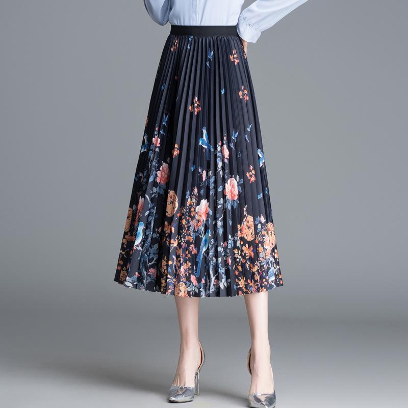 Юбка на груди женская летняя плиссированная высококачественная маятниковая печатная длинная юбка a-word женская драпировка женская тонкая юбка-зонтик куртка