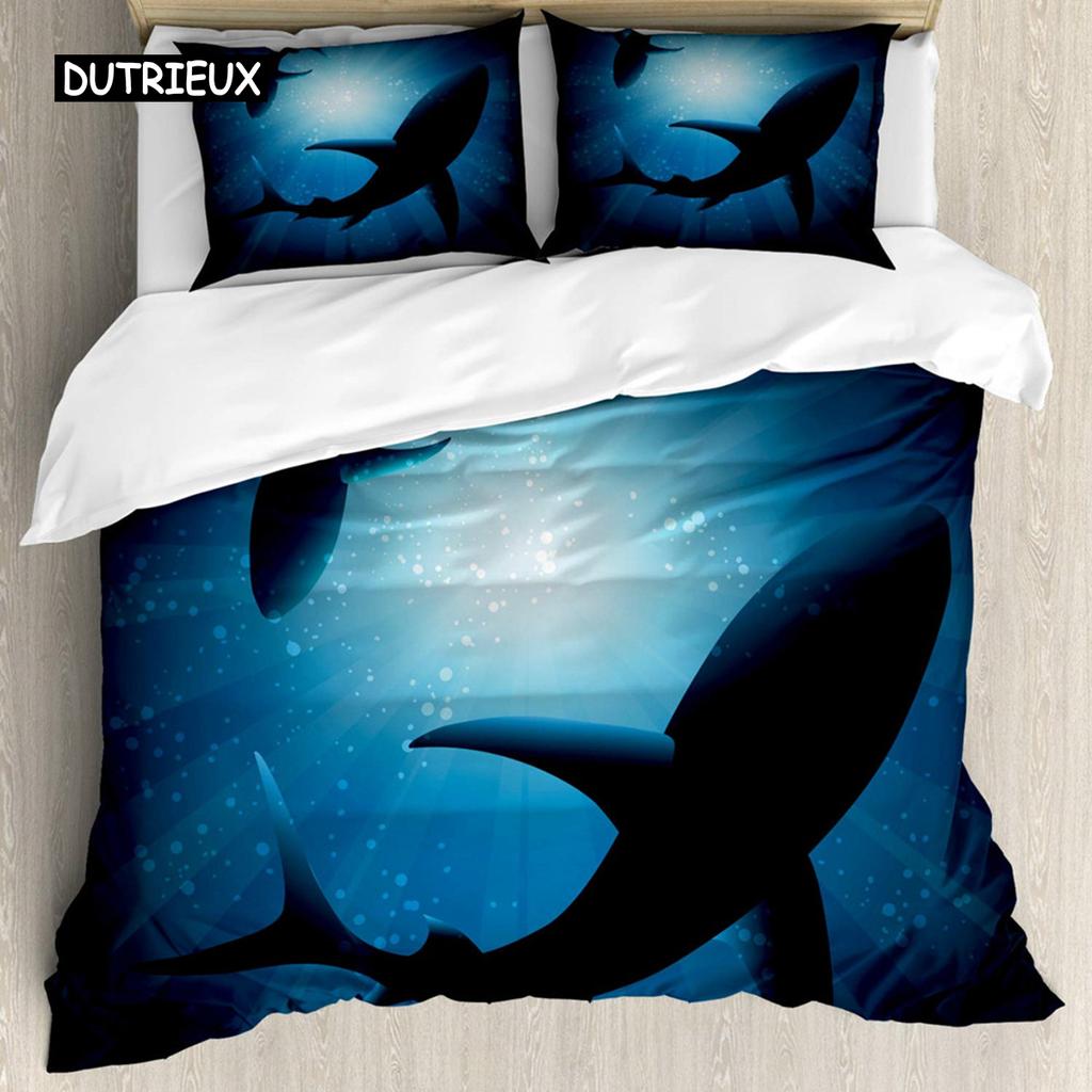 Комплект постельного белья «Акула» Типы комплектов постельного белья с рисунком «Акула» Постельное белье Наволочка Двуспальная кровать «Queen King Size» Комплект постельного белья из полиэстера
